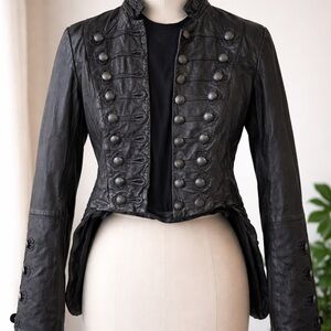 All Saints Spitalfields London size ten black leather coat